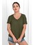 Kadın V Yaka Kısa Kollu T-Shirt 1478-23 5