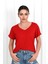 Kadın V Yaka Kısa Kollu T-Shirt 1478-23 1