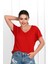 Kadın V Yaka Kısa Kollu T-Shirt 1478-23 2
