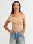 20828 Omuzları Açık Büzgülü Bodysuit-Bej 1