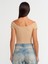 20828 Omuzları Açık Büzgülü Bodysuit-Bej 2
