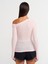 30475 Asimetrik Yaka Uzun Kollu Top-Açık Pembe 2