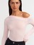 30475 Asimetrik Yaka Uzun Kollu Top-Açık Pembe 4