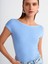 30419 Sırt Detaylı Soluk Efektli T-Shirt-Mavi 4