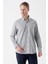 Gri Uzun Kollu Gabardin Sert Yaka Cepli Casual Comfort Fit Rahat Kesim Gömlek 1004235108 1
