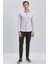 Lila Uzun Kollu Sert Yaka Cepsiz Pamuklu Likralı Klasik Slim Fit Dar Kesim Gömlek 1004240234 2