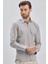 Gri Uzun Kollu Bez Ayağı Sert Yaka Cepsiz Pamuklu Klasik Slim Fit Dar Kesim Gömlek 1004240230 3