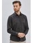 Siyah Uzun Kollu Sert Yaka Cepsiz Pamuklu Likralı Klasik Slim Fit Dar Kesim Gömlek 1004240234 2