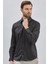 Siyah Uzun Kollu Sert Yaka Cepsiz Pamuklu Likralı Klasik Slim Fit Dar Kesim Gömlek 1004240234 3
