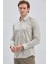 Bej Uzun Kollu Baskılı Biritli Yaka Cepsiz Pamuklu Klasik Slim Fit Dar Kesim Gömlek 1004240213 2