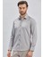 Gri Uzun Kollu Sert Yaka Cepsiz Pamuklu Likralı Klasik Slim Fit Dar Kesim Gömlek 1004240234 4