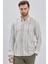 Gri Kısalabilir Kollu Çizgili Biritli Yaka Pamuklu Casual Slim Fit Dar Kesim Gömlek 1004240201 2