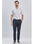Koyu Lacivert Desenli Pamuklu Likralı Yan Cepli Comfort Fit Rahat Kesim Casual Pantolon 1003240160 2