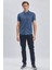 Lacivert Desenli Jakarlı Düğmeli Yaka Casual Slim Fit Dar Kesim Tişört 1011240151 1