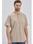 Bej Desenli Jakarlı Polo Yaka Cepli Garnili Pamuklu Comfort Fit Rahat Kesim Tişört 1011240184 2