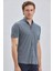 Koyu Lacivert Desenli Oxford Polo Yaka Cepli Pamuklu Casual Slim Fit Dar Kesim Tişört 1011240178 2