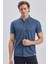 Lacivert Desenli Jakarlı Düğmeli Yaka Casual Slim Fit Dar Kesim Tişört 1011240151 2