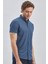 Lacivert Desenli Jakarlı Düğmeli Yaka Casual Slim Fit Dar Kesim Tişört 1011240151 3