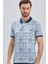 Lacivert Baskılı Pike Polo Yaka Garnili Pamuk Casual Slim Fit Dar Kesim Tişört 1011240157 3
