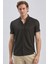 Siyah Desenli Jakarlı Düğmeli Yaka Casual Slim Fit Dar Kesim Tişört 1011240151 2