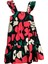 Pamuk Dokuma Askılı Kız Çocuk Çiçek Desenli elbise - Kırmızı 4