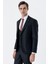 Siyah Mono Yaka Astarlı Çift Yırtmaç Yelekli 6 Drop Slim Fit Dar Kesim Basic Takım 1001230186 3