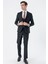 Siyah Mono Yaka Astarlı Çift Yırtmaç Yelekli 6 Drop Slim Fit Dar Kesim Basic Takım 1001230186 5