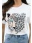 Kadın Leopar Baskılı T-Shirt 1731-24 5