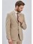 Koyu Bej Çizgili Mono Yaka Astarlı Likralı 6 Drop Slim Fit Dar Kesim Casual Takım Elbise 1001240171 4
