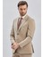 Koyu Bej Çizgili Mono Yaka Astarlı Likralı 6 Drop Slim Fit Dar Kesim Casual Takım Elbise 1001240171 1