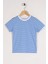 Bisiklet Yaka Kısa Kol Çizgili Indigo Renk Tshirt 1