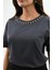 Kadın Bisiklet Yaka Taş Detaylı T-Shirt 1749-4-24 5