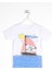 Bisiklet Yaka Kısa Kol Gemi Basılı Düğme Aksesuarlı Beyaz Renk Erkek Çocuk Tshirt 1