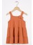 Fıyonk Detaylı Kiremit Renk Kız Cocuk Elbıse 1