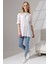 Oversize Yırtmaçlı Raporlu Tunik T-Shirt 21493 Beyaz 1