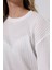 Oversize Yırtmaçlı Raporlu Tunik T-Shirt 21493 Beyaz 3