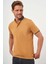 Erkek Oranj Trend Oxford Pike Düz Düğmeli Yaka Dynamic Fit T-Shirt 2