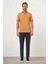 Erkek Oranj Trend Oxford Pike Düz Düğmeli Yaka Dynamic Fit T-Shirt 4