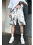 Unisex Oversize Acid Wash Batik Desenli Cepli Şort 3