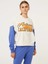 Oversize Bisiklet Yaka Baskılı Uzun Kollu Kolej Crop Sweatshirt 2
