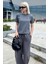 Füme Bisiklet Yaka Basic Kadın T-Shirt Mg2075 4