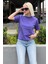 Mor Bisiklet Yaka Basic Kadın T-Shirt MG2075 2
