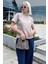 Bej Bisiklet Yaka Basic Kadın T-Shirt Mg2075 2