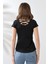Arkası Çapraz Biye Detaylı U Yaka Penye Kompakt Likralı Kısa Kol T-Shirt 21218 Siyah 4