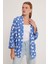 Kadın Mavi Beyaz Puantiyeli Örme Kimono 5862 2