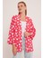 Kadın Nar Beyaz Puantiyeli Örme Kimono 5862 1