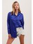 3985 Oversize Saten Gömlek - Saks 1