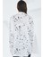 Kadın Siyah Beyaz Desenli Oversize Saten Gömlek 3985 5