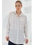 Kadın Bej Beyaz Desenli Oversize Saten Gömlek 3985 2