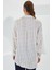 Kadın Bej Beyaz Desenli Oversize Saten Gömlek 3985 5